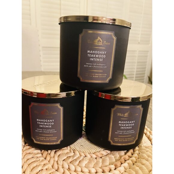 Bath & Body Works Mahogany Teakwood Intense 3-Wick Candle 14.5 oz Set-3 - Picture 2 of 2